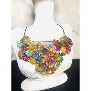 Highly Ornate Fancy Floral Collar Necklace Halloween Costume 16/17.5" Artisan